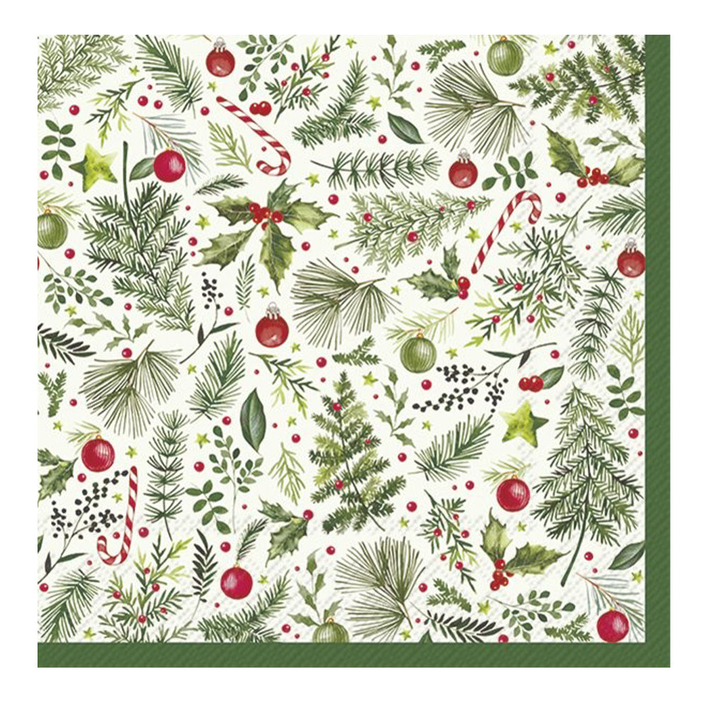 Christmas Branches Allover IHR Paper Table Lunch Napkins 33 cm square 3 ply
