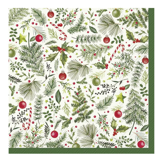 Christmas Branches Allover IHR Paper Table Lunch Napkins 33 cm square 3 ply