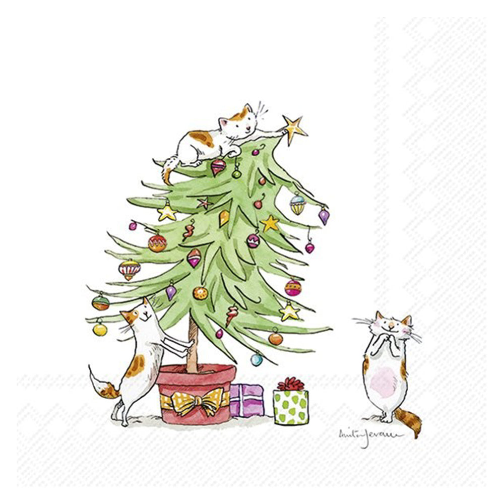 Anita Jeram Cats in the Christmas Tree IHR Paper Table Lunch Napkins 33 cm square 3 ply