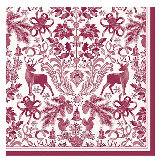 Brimsley Red Animals Floral IHR Paper Table Lunch Napkins 33 cm square 3 ply