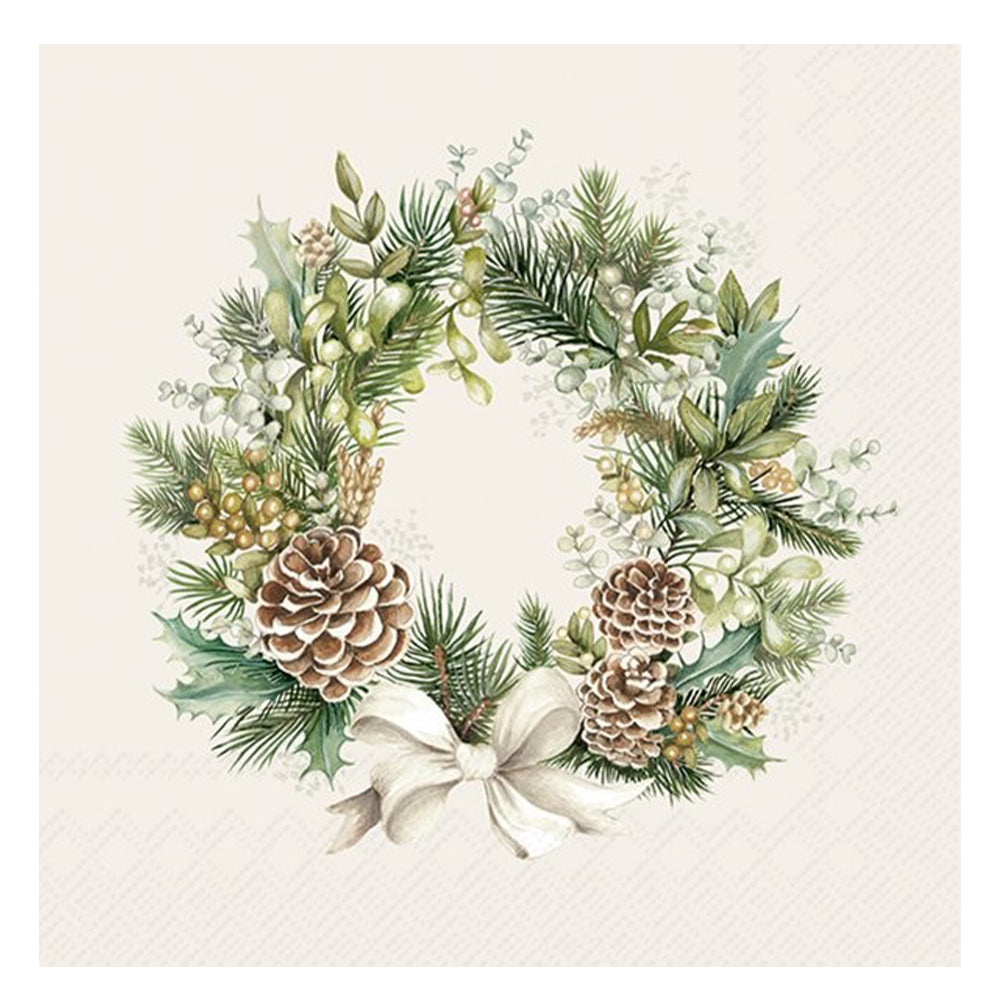 Wreath of The Forest Cream IHR Paper Table Lunch Napkins 33 cm square 3 ply