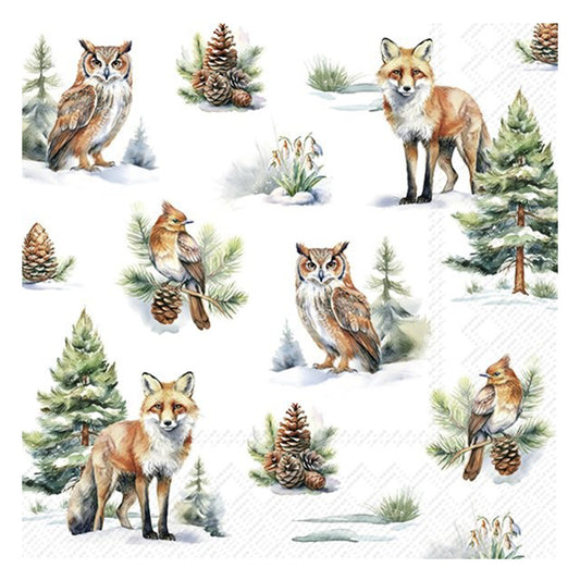 Winter Wildlife IHR Paper Table Lunch Napkins 33 cm square 3 ply