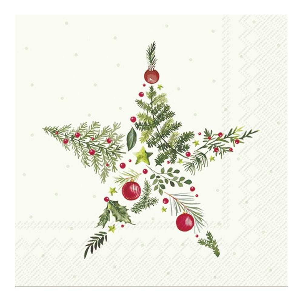Christmas Branches Star IHR Paper Table Lunch Napkins 33 cm square 3 ply