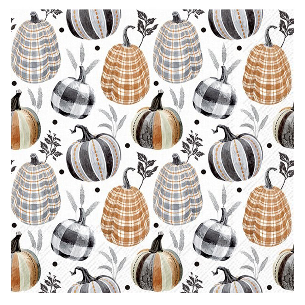 Pumpkins Checks IHR Paper Table Lunch Napkins 33 cm square 3 ply