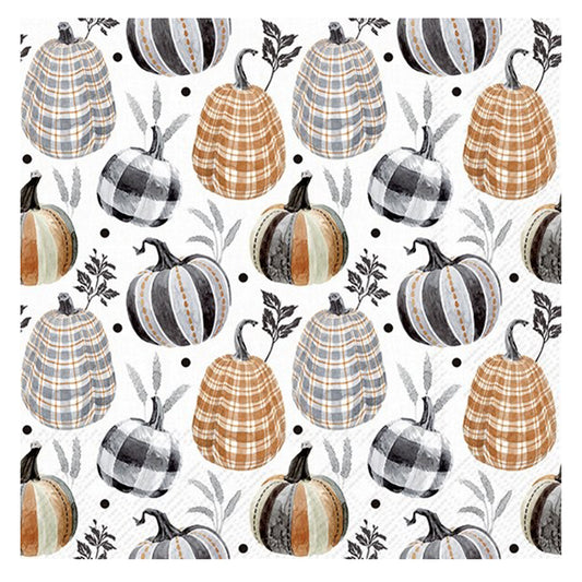 Pumpkins Checks IHR Paper Table Lunch Napkins 33 cm square 3 ply