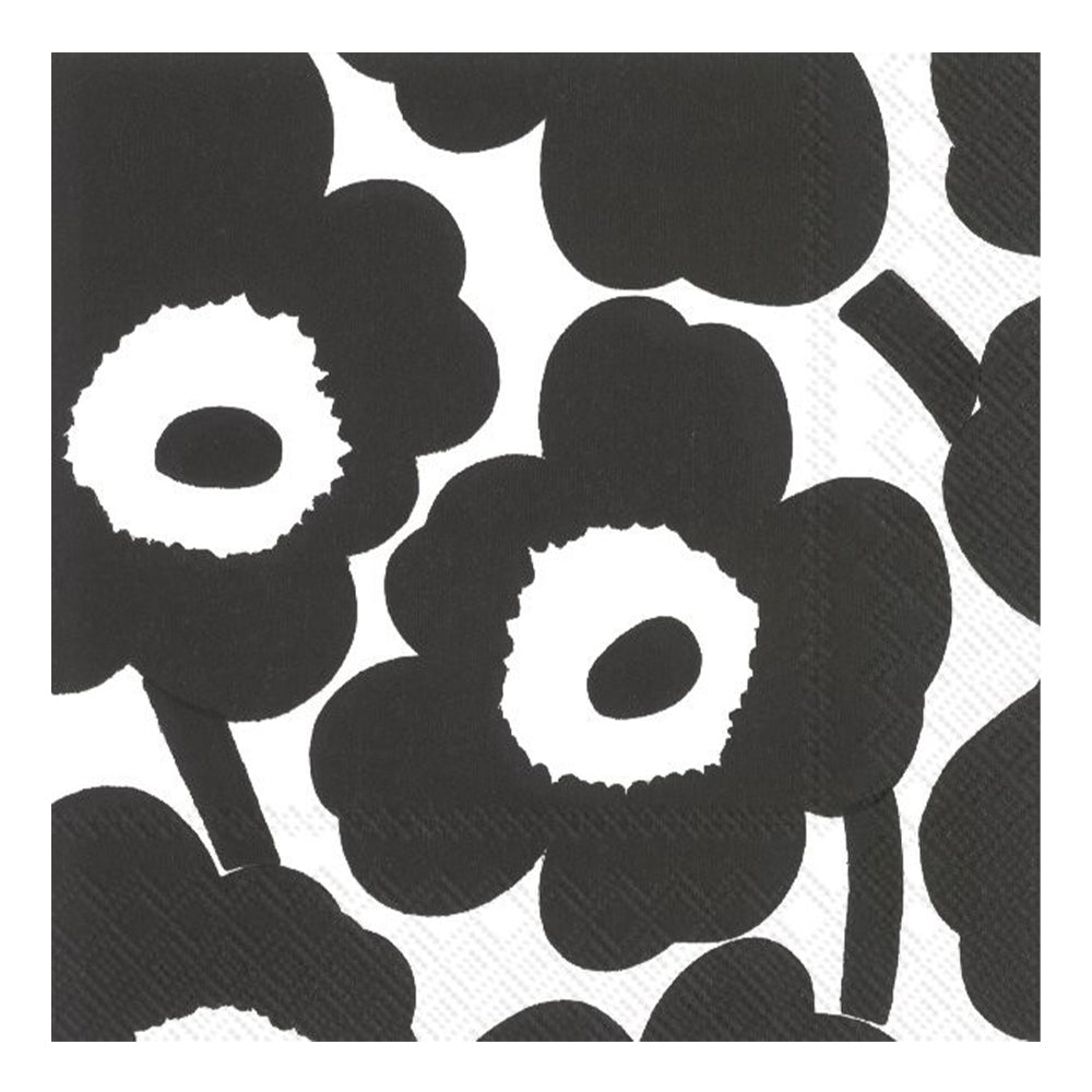Marimekko Unikko Black White IHR Paper Table Lunch Napkins 33 cm square 3 ply