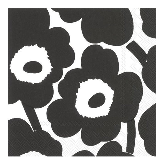 Marimekko Unikko Black White IHR Paper Table Lunch Napkins 33 cm square 3 ply