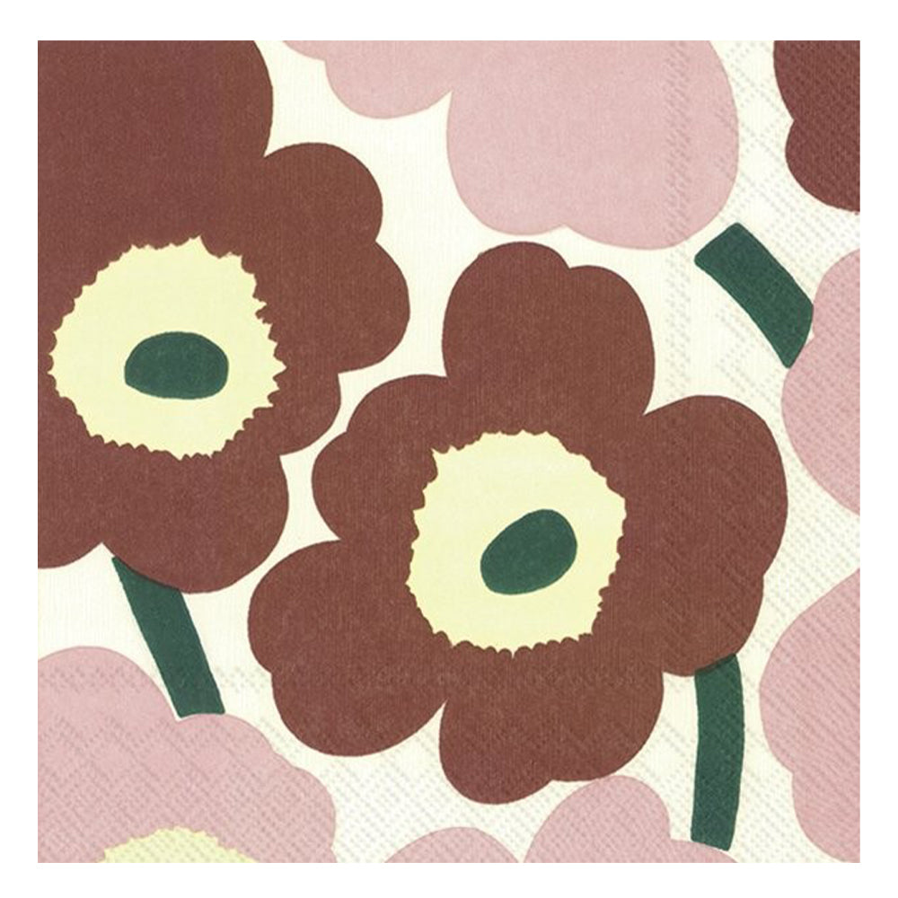Marimekko Unikko Brown Rose IHR Paper Table Lunch Napkins 33 cm square 3 ply