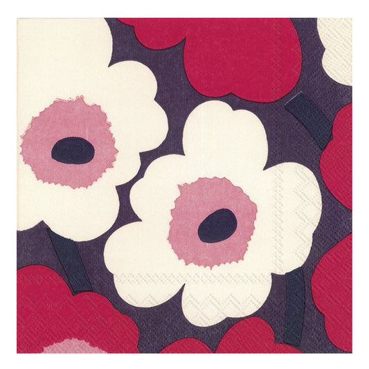 Marimekko Unikko Red Cream IHR Paper Table Lunch Napkins 33 cm square 3 ply