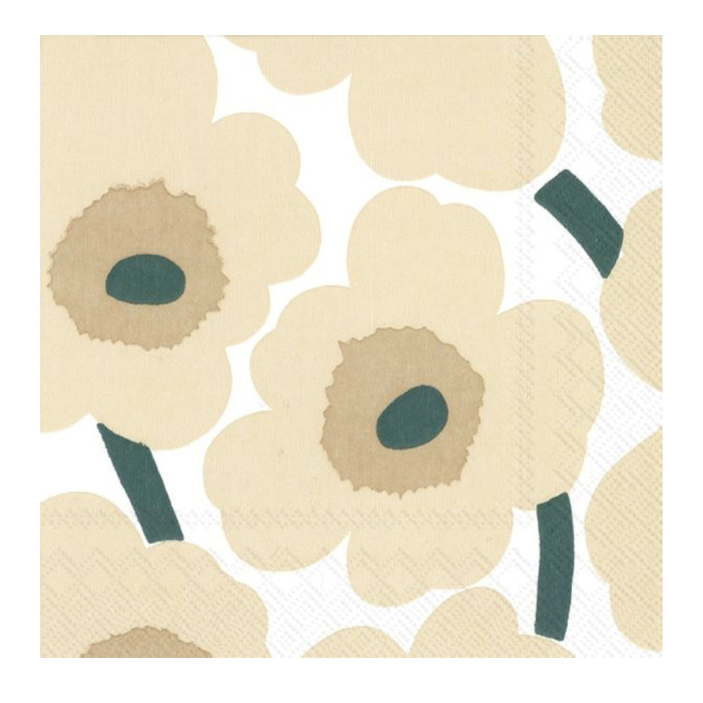 Marimekko Unikko Linen Green IHR Paper Table Lunch Napkins 33 cm square 3 ply