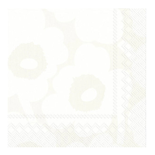 Marimekko Unikko Flowers White Grey IHR Paper Lunch Napkins 33 cm sq 3 ply 20 pack