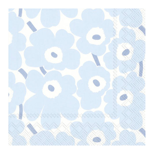 Marimekko Mini Unikko Light Blue Flowers cream IHR Paper Table Napkins 33 cm square 3 ply lunch napkins