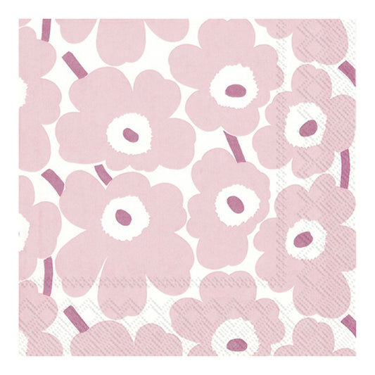 Marimekko Mini Unikko Light Rose Flowers cream IHR Paper Table Napkins 33 cm square 3 ply lunch napkins