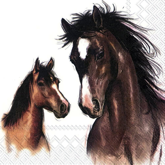 Amy and Lucy Cream Horses IHR Paper Table Napkins 33 cm square 3 ply lunch napkins