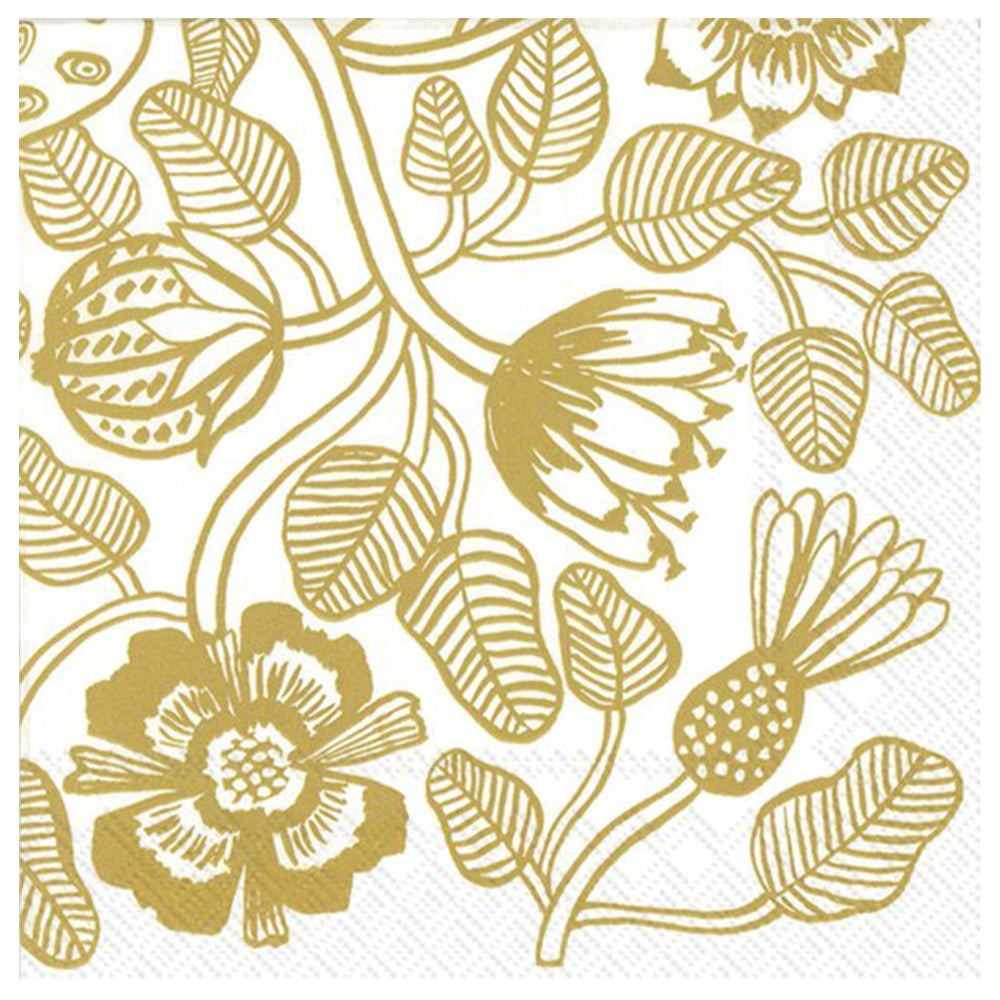 Marimekko Tiara Gold Floral IHR Paper Table Lunch Napkins 33 cm square 3 ply