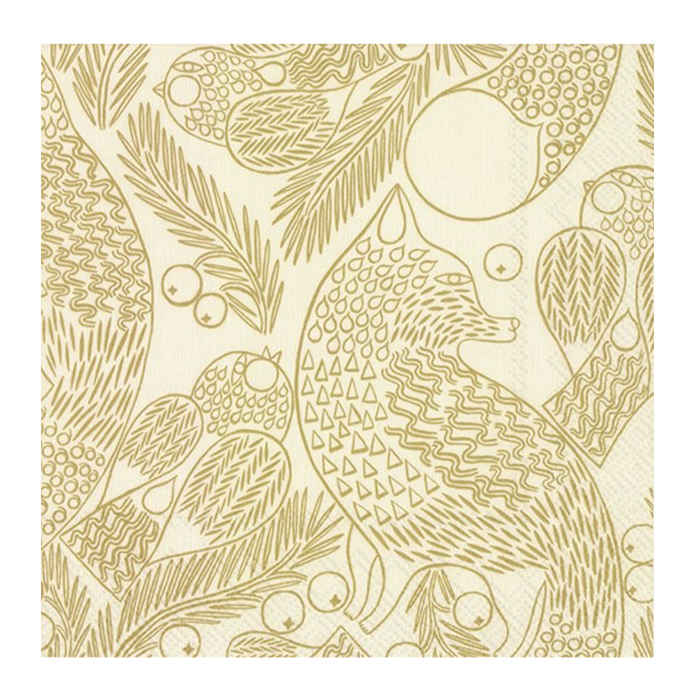Marimekko Ketunmarja Cream Linen IHR Paper Table Lunch Napkins 33 cm square 3 ply