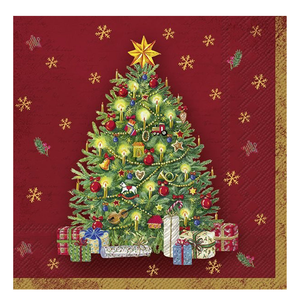 Festive Christmas Tree Red IHR Paper Table Lunch Napkins 33 cm square 3 ply