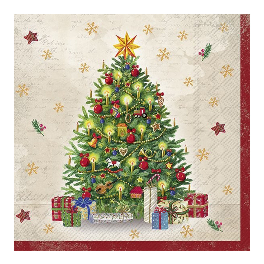 Festive Tree Christmas Cream IHR Paper Table Lunch Napkins 33 cm square 3 ply