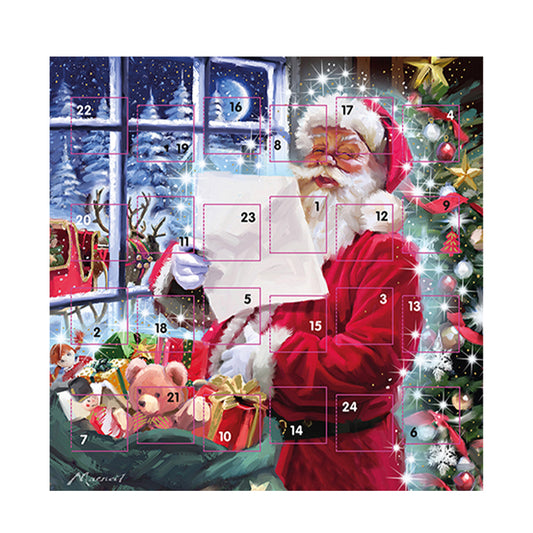 Father Christmas with List Advent Calendar Card 159 x 159 mm white envelope