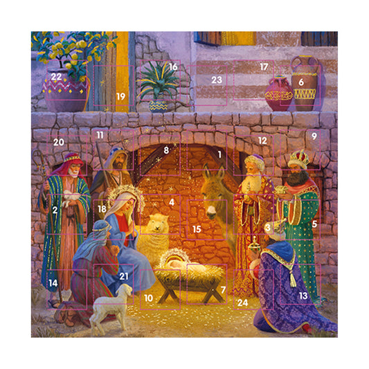 Nativity Religious Advent Calendar Card 159 x 159 mm white envelope