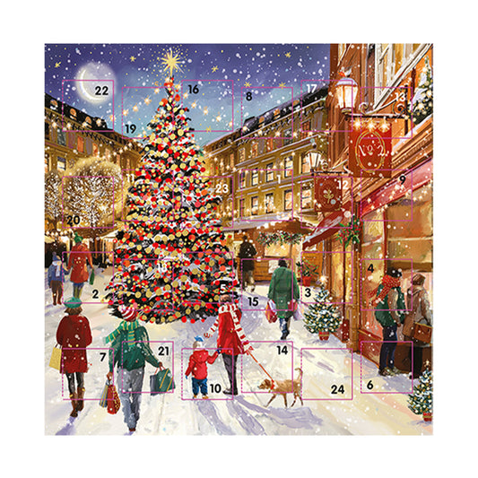 Christmas Eve Shopping Tree Advent Calendar Card 159 x 159 mm white envelope