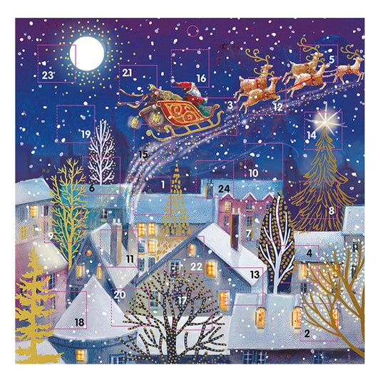 Special Delivery Santa Sleigh Over Village 230 x 230 mm with white envelope