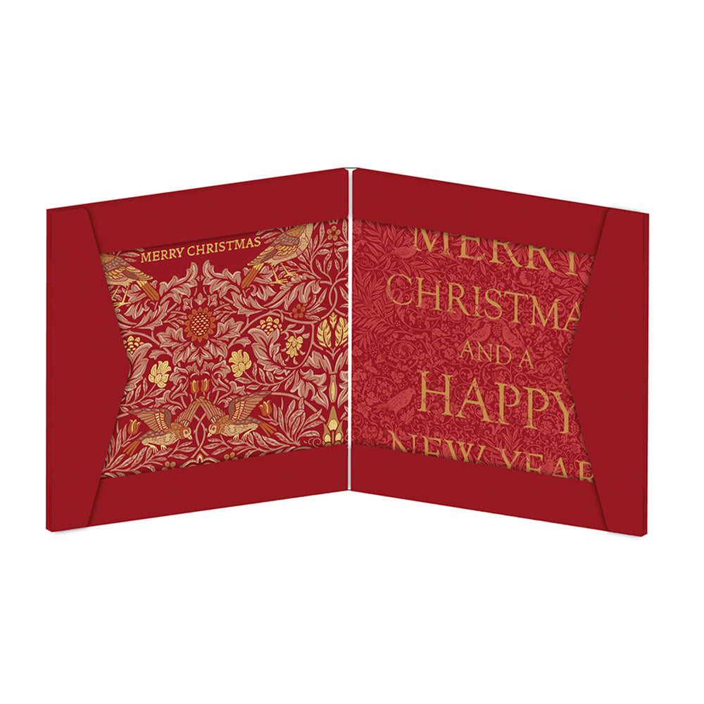 Christmas Bird Red William Morris Christmas  Cards 159 x 159 mm wallet of 8 Christmas cards 2 designs 4 of each