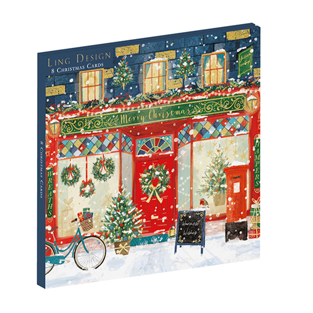 Christmas Night Before Christmas Shopping  Christmas  Cards 159 x 159 mm wallet of 8 Christmas cards 2 designs 4 of each