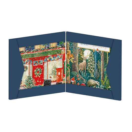 Christmas Night Before Christmas Shopping  Christmas  Cards 159 x 159 mm wallet of 8 Christmas cards 2 designs 4 of each