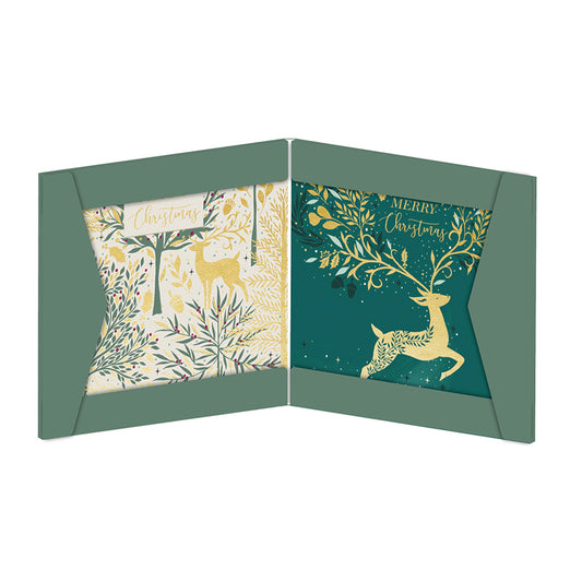 Christmas Winter Wonderland Deer and Tree  Christmas  Cards 159 x 159 mm wallet of 8 Christmas cards 2 designs 4 of each