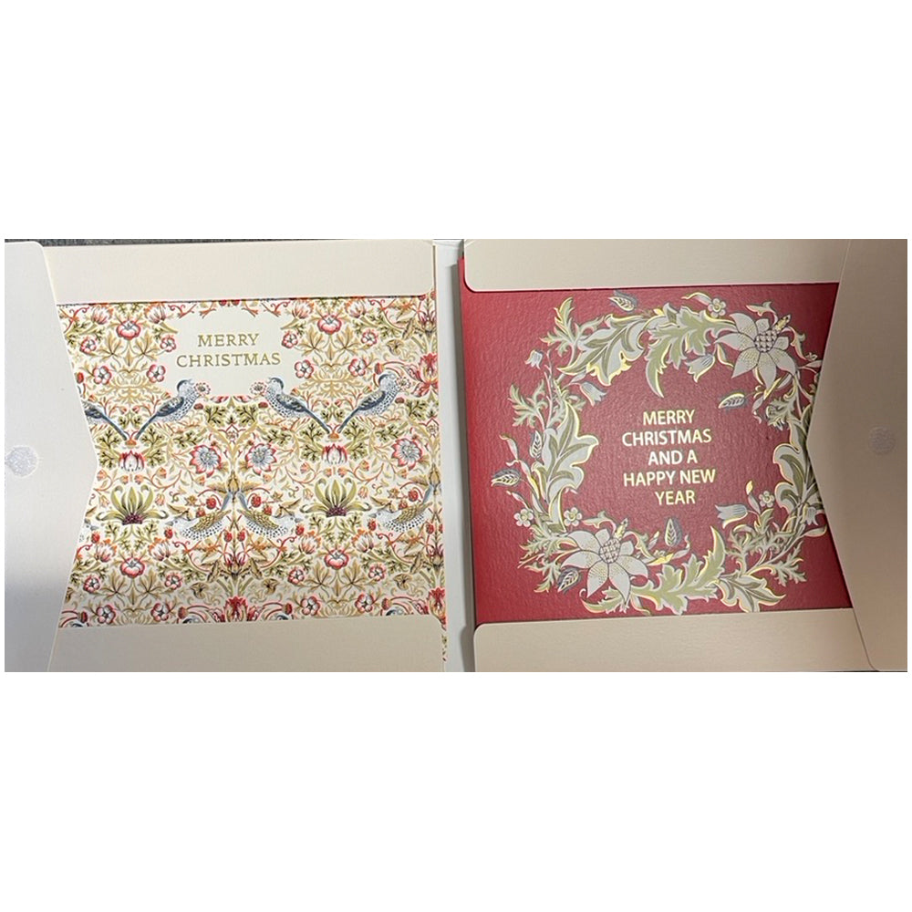Christ Strawberry Thief Morris Pack 159 x 159 mm wallet of 8 Christmas cards 2 designs 4 of each