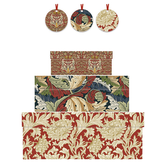 William Morris Chrysanthemum Nest of 3 Boxes Size: small 165 x 50 x 110mm Medium: 230 x 90 x 165mm Large: 310 x 130 x 225mm