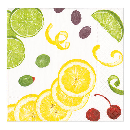 With an Extra Twist Fruit by Pamela Gladding Caspari Paper Cocktail Napkins 25 cm 20 pack 3 ply
