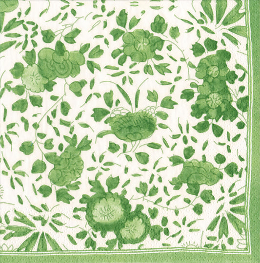 Delft Green Caspari Paper Table Napkins 25 cm square 3 ply Cocktail napkins