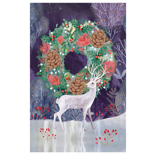 Stag and Wreath Small plain Christmas cards  in craft box 8 cards plus envelopes Roger la Borde 160 x 90 mm