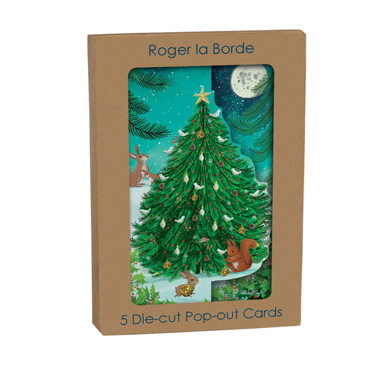 Heart of the Forest Deer Tri fold Christmas Card 5 pack 90 x 140 mm with envelopes Roger la Borde