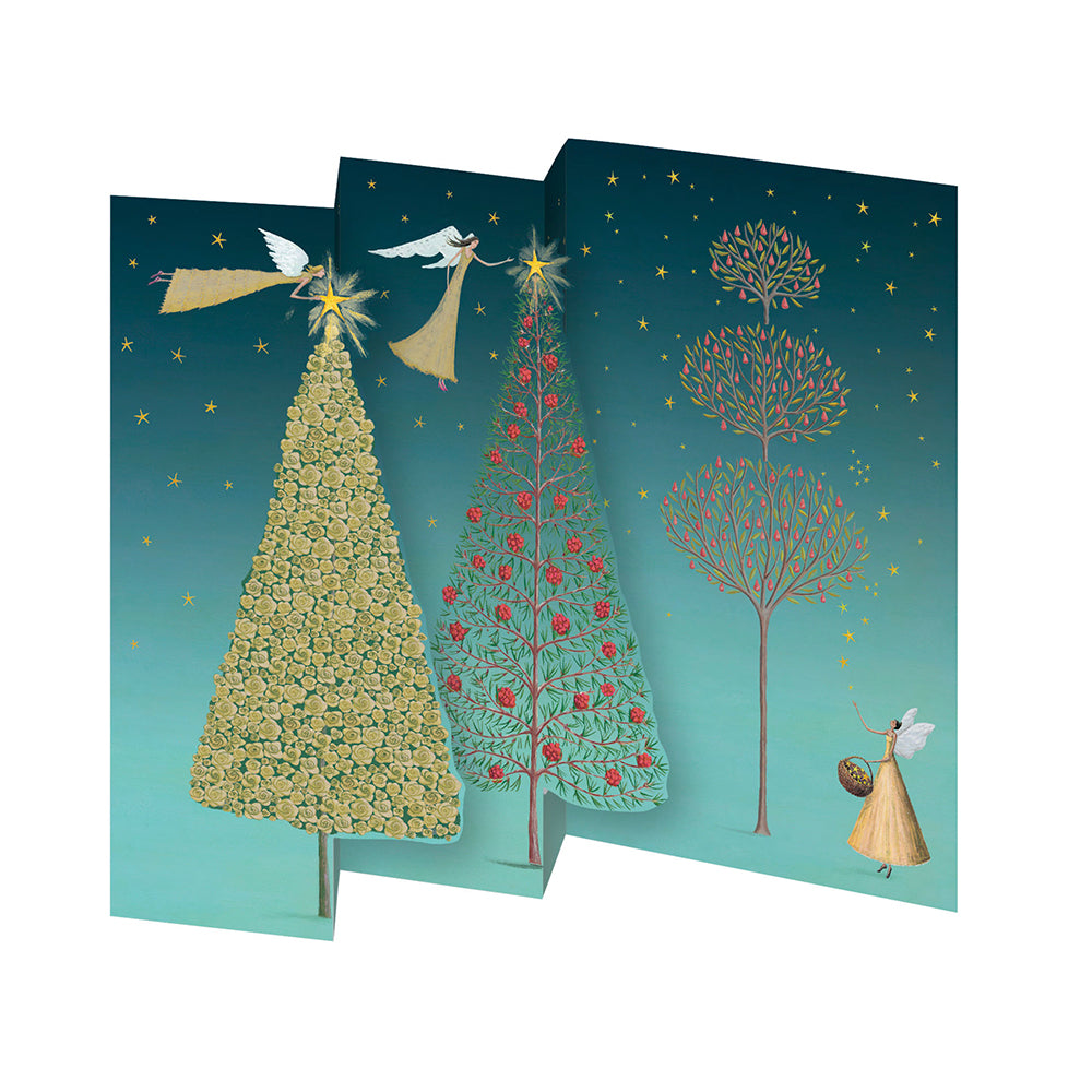 Celestial Tree Tri fold Christmas Card 5 pack 90 x 140 mm with envelopes Roger la Borde