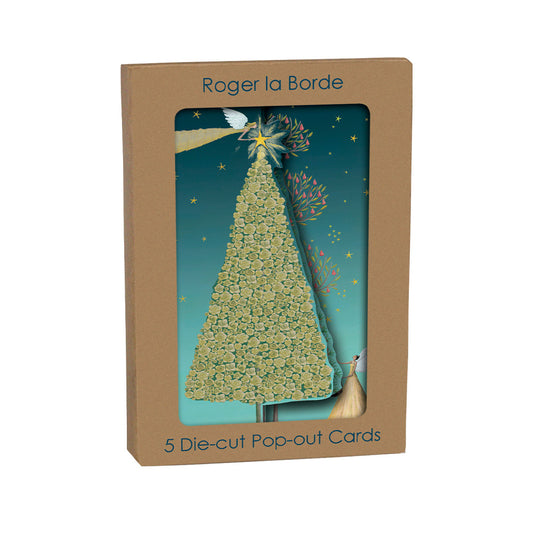 Celestial Tree Tri fold Christmas Card 5 pack 90 x 140 mm with envelopes Roger la Borde