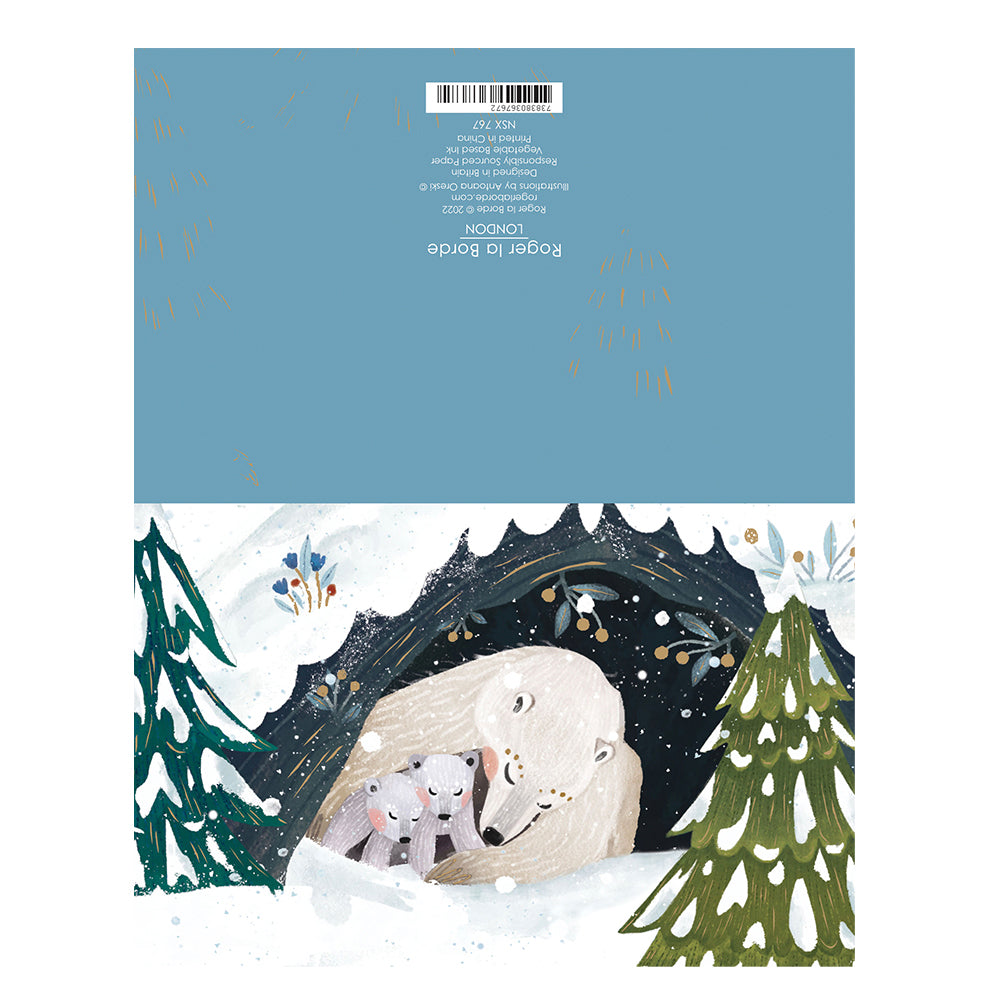 Polar Bears Gold Foil 8 x Christmas  Cards in a Kraft Box 80 x 140 cm