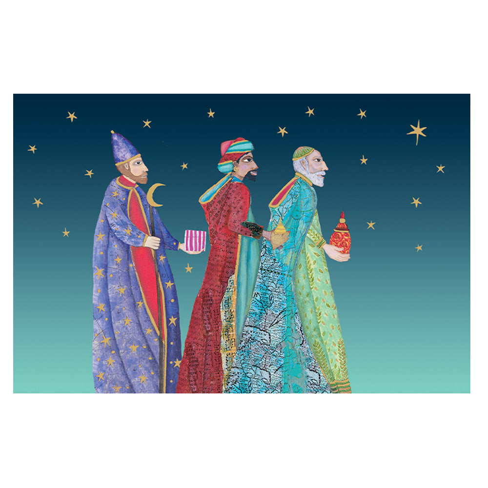 Three Kings Gold Foil 8 x Christmas  Cards in a Kraft Box 80 x 140 cm Roger la Borde