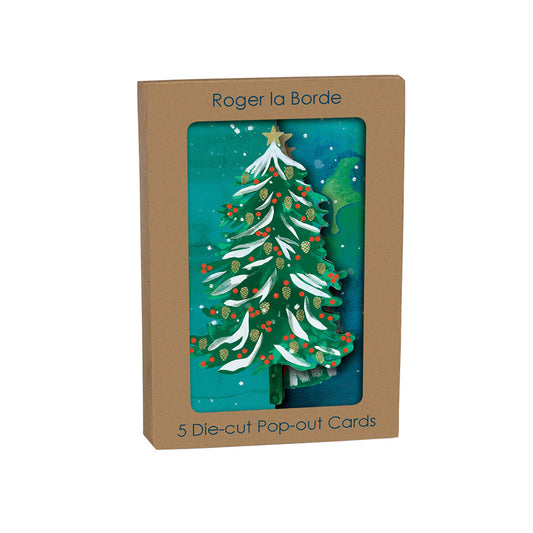Wild WInter Forest Tri fold Christmas Card 5 pack 90 x 140 mm with envelopes Roger la Borde