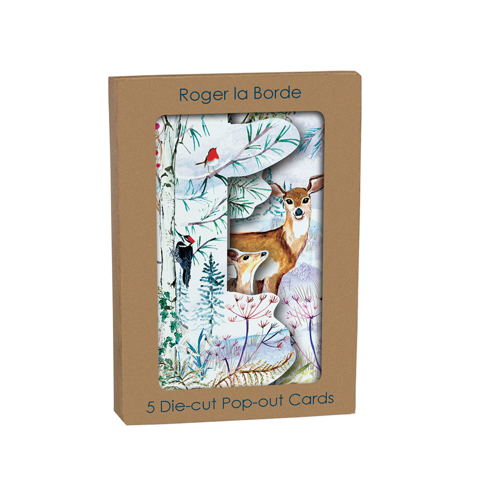 Wild Winter Song Tri fold Christmas Card 5 pack 90 x 140 mm with envelopes Roger la Borde