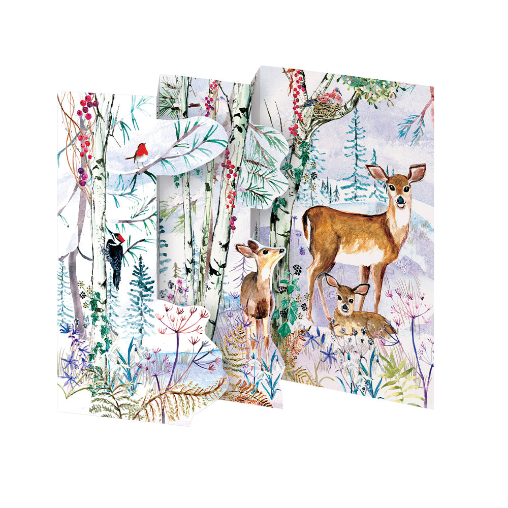 Wild Winter Song Tri fold Christmas Card 5 pack 90 x 140 mm with envelopes Roger la Borde