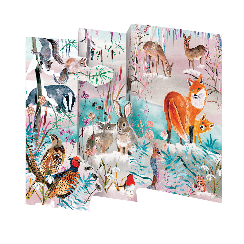 Wild Winter Song Tri fold Christmas Card 5 pack 90 x 140 mm with envelopes Roger la Borde