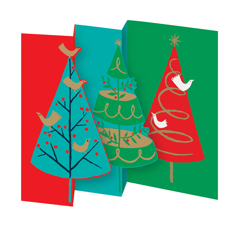 Brilliant Birds Tri fold Christmas Card 5 pack 90 x 140 mm with envelopes Roger la Borde