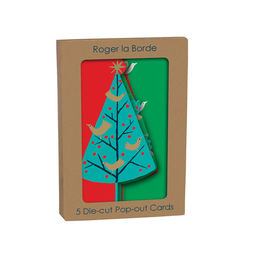 Brilliant Birds Tri fold Christmas Card 5 pack 90 x 140 mm with envelopes Roger la Borde