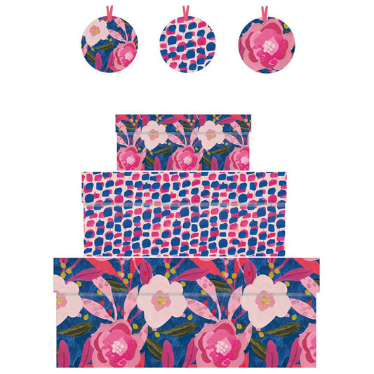 Penny Kennedy Modello Bright Floral Nest of 3 Boxes Size: small 165 x 50 x 110mm Medium: 230 x 90 x 165mm Large: 310 x 130 x 225mm