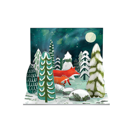 Snowdomia Alpine Foxes Christmas Scene Pop and Slot Christmas Decoration Roger la Borde
