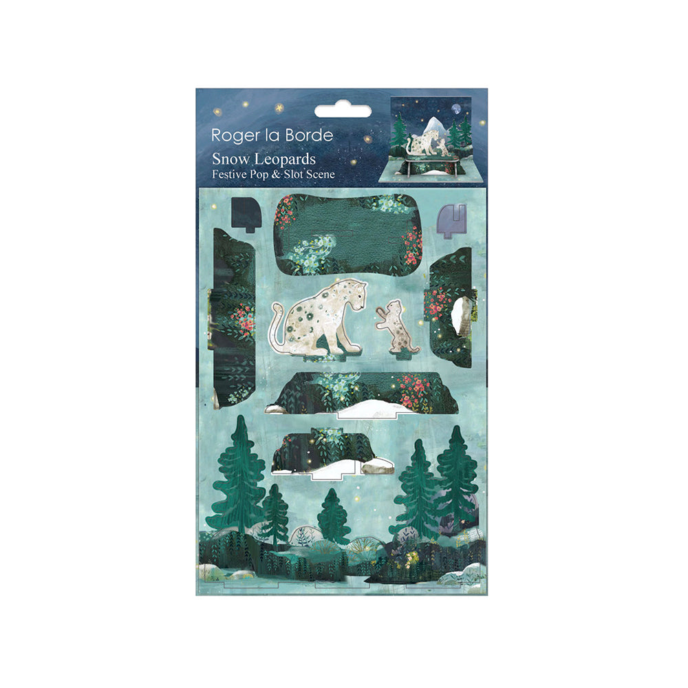 Snow Leopards Christmas Scene Pop and Slot Christmas Decoration Roger la Borde