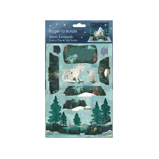 Snow Leopards Christmas Scene Pop and Slot Christmas Decoration Roger la Borde